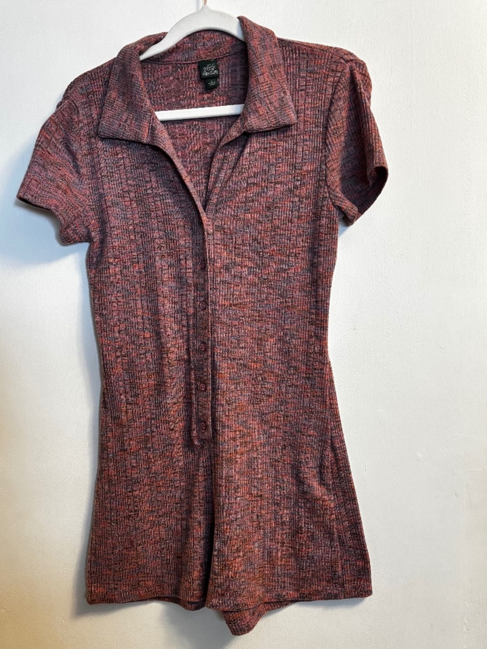 Wild Fable Women’s Short  Sleeves Knit Romper Button Down Sz Small